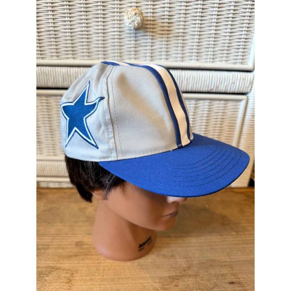 Vtg Dallas Cowboys Annco Snapback Hat NFL Racing Stripe Grey Blue 80s 90s Cap